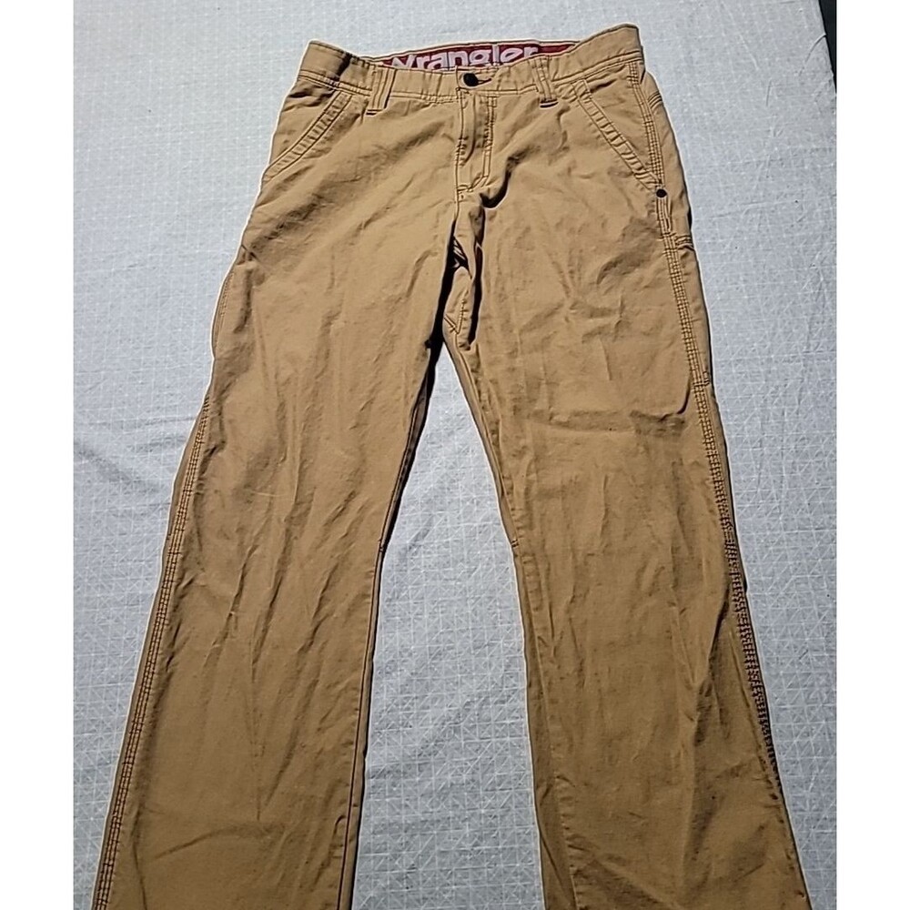 WRANGLER 6-Pocket Canvas Pants Cotton Straight Leg Zip Closure Brown Mens 29x30